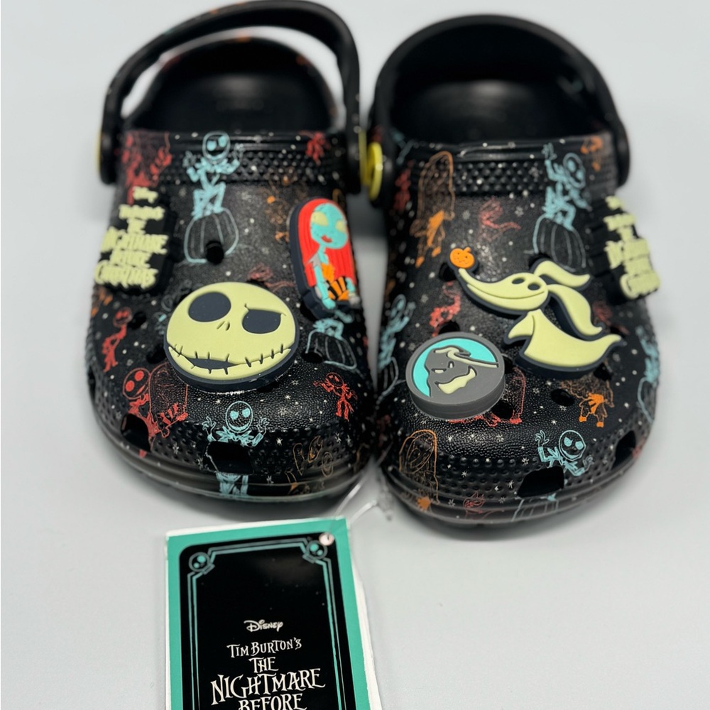 Brand New Disney Black Nightmare Before Christmas Clogs with Character Charms
